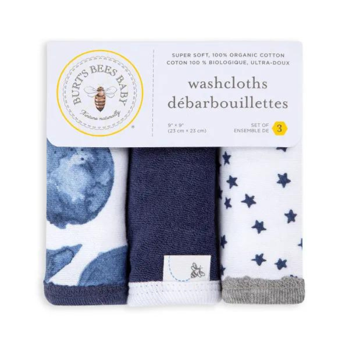 Organic Baby Washcloths Set of 3 Pack - Hello Moon!