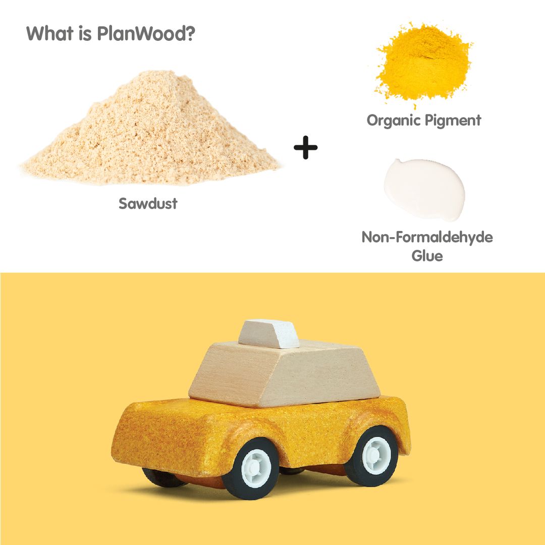 Wooden Toy Yellow Taxicab