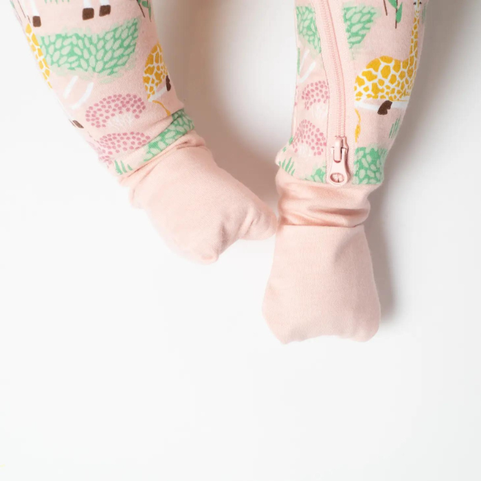 Organic Baby Romper / Grow With Me '2-Way' Zipper - Giraffe