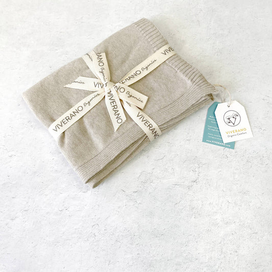 Milan Organic Cotton Sweater Knit Baby Blanket - Oatmeal