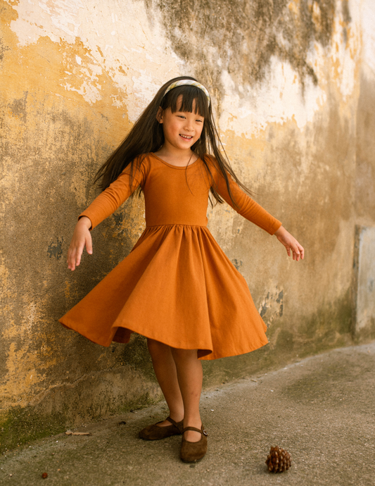 Organic Girls Twirl Dress - Caramel Cafe