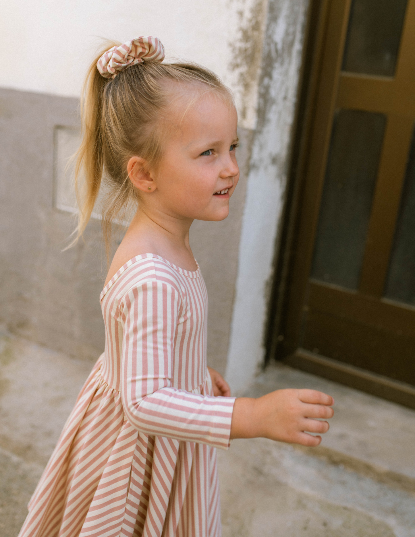 Organic Girls Twirl Dress - Pink Stripes