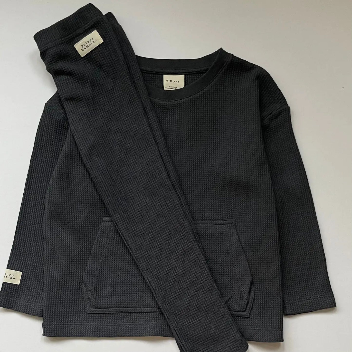 Organic Toddler Waffle Top - Charcoal