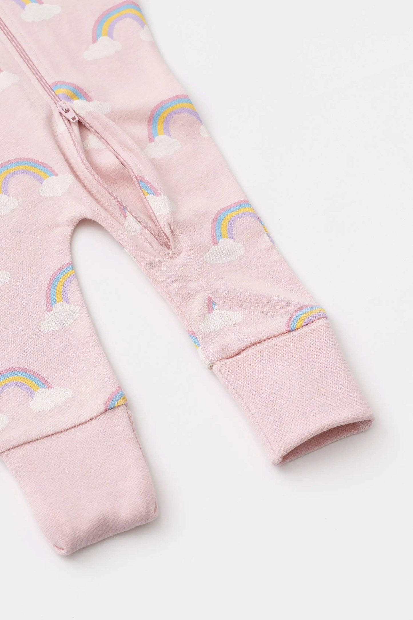 Organic Baby Footless Romper - Pink Rainbow Dreams