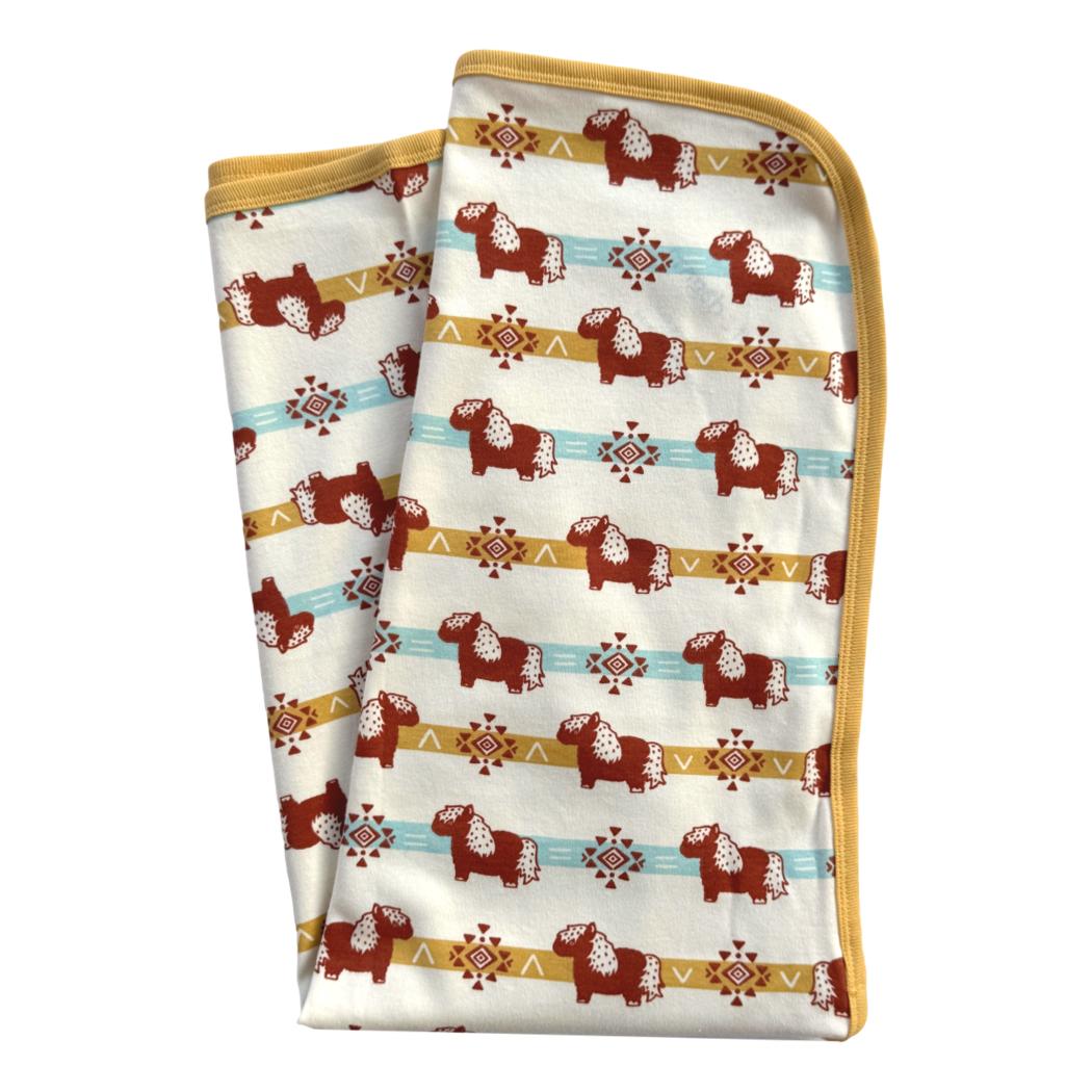 GOTS Certified Organic Cotton Baby Blanket - Aztec Pony