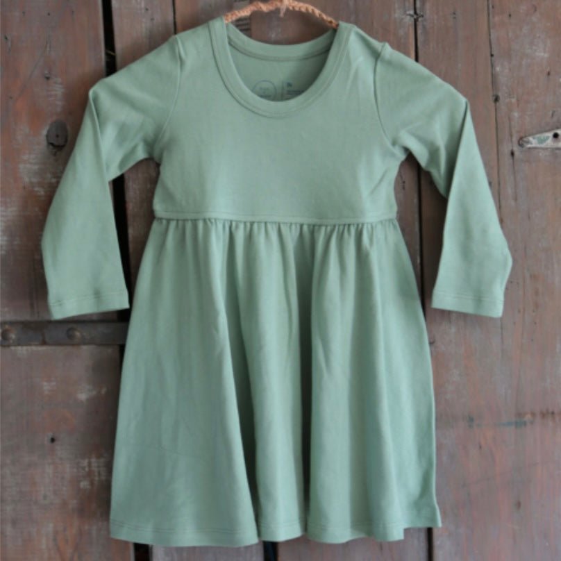 Organic Baby & Toddler Girl Twirl Dress - Basil Green