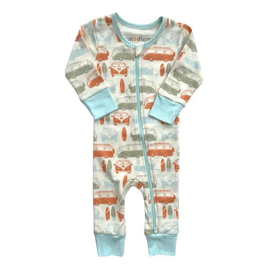 Organic Baby Romper - Vintage Buses