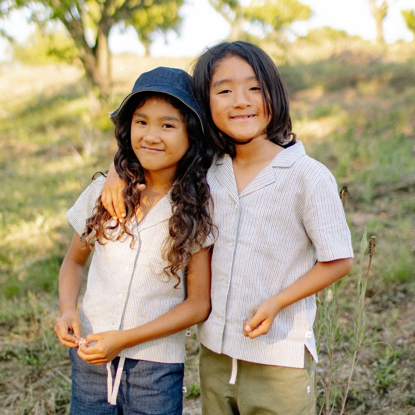 Kids Organic Dylan Camp Shirt - Driftwood Stripe