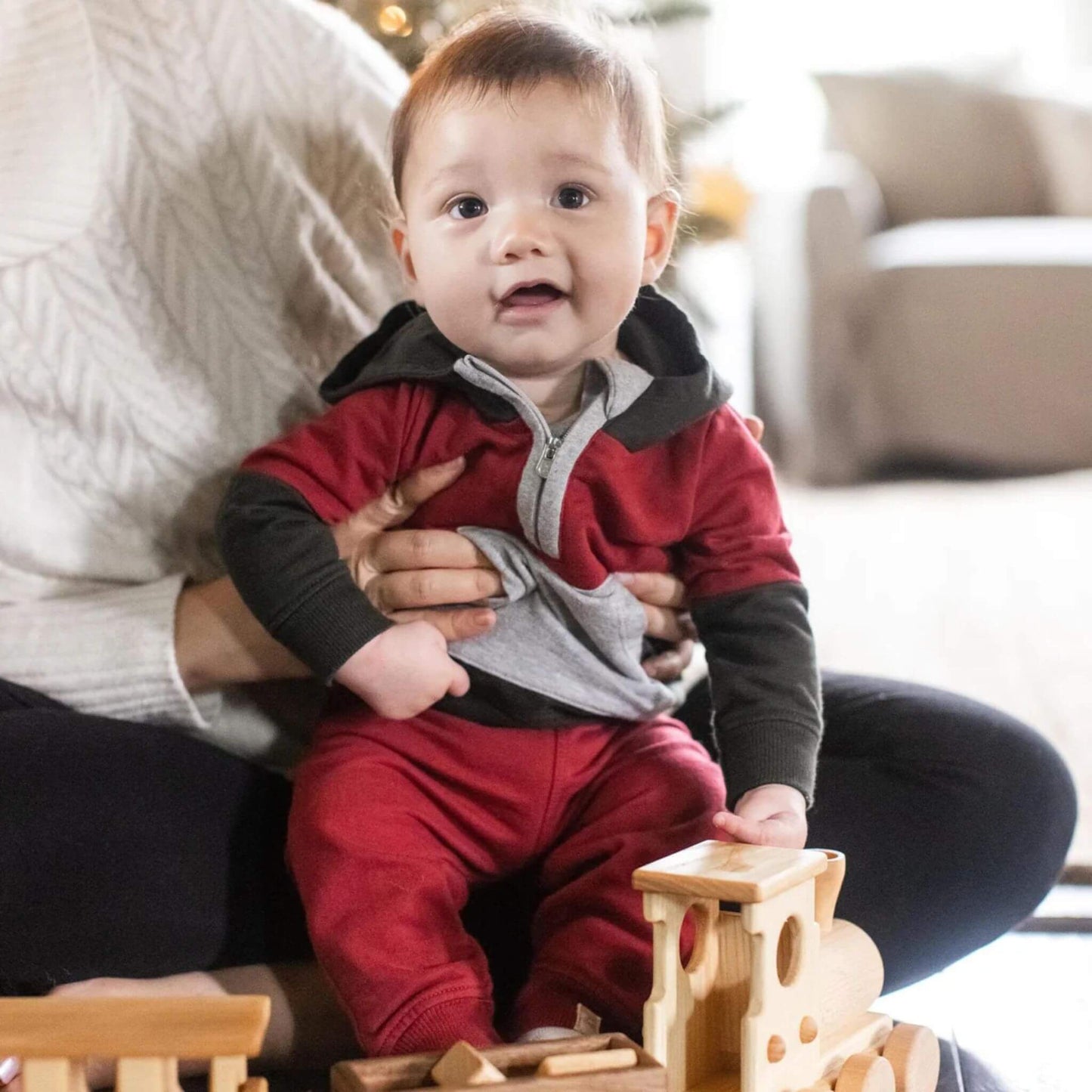 Color Blocked Baby & Toddler Sweatshirt Set - Brick