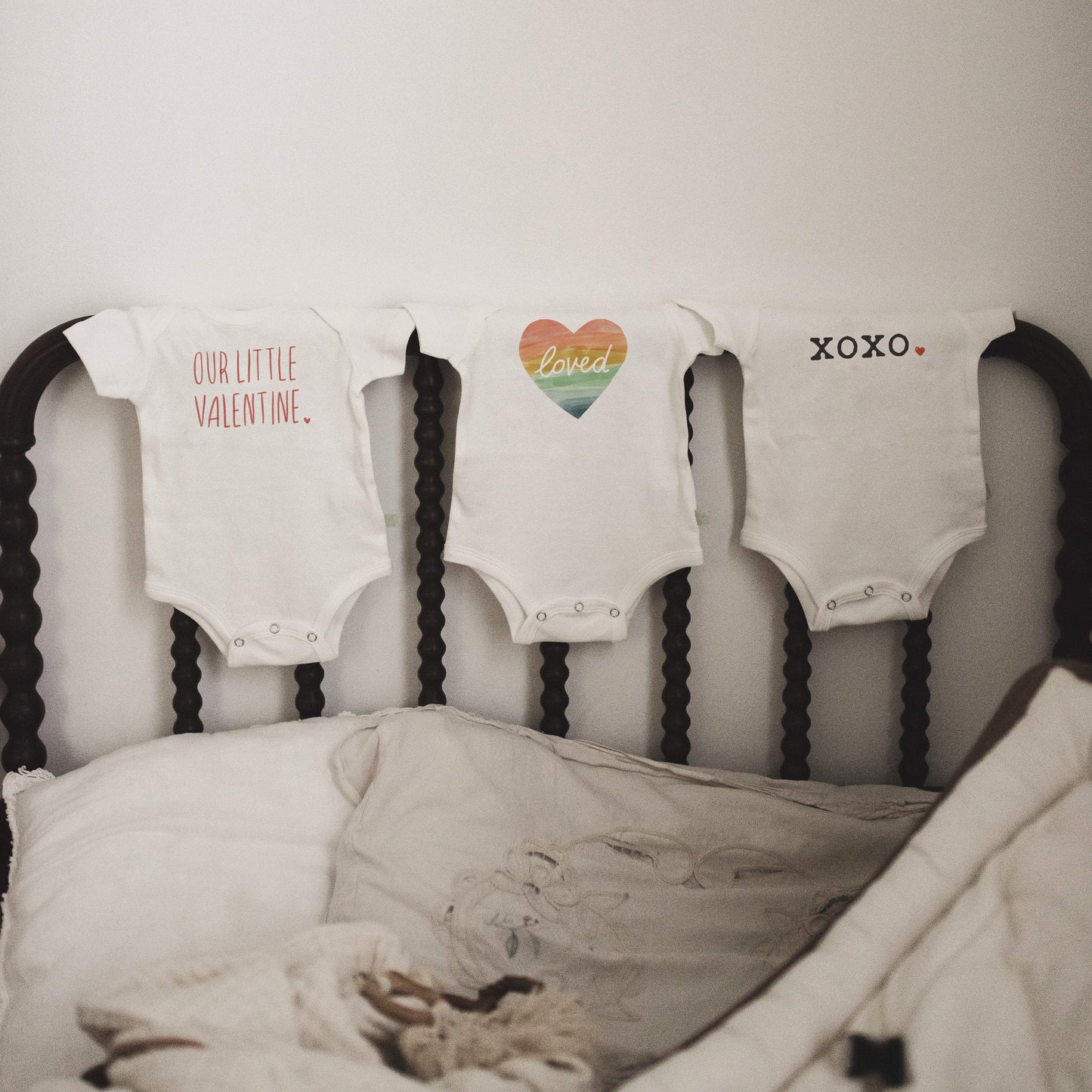 Organic Graphic Baby Bodysuit - Loved Rainbow Heart