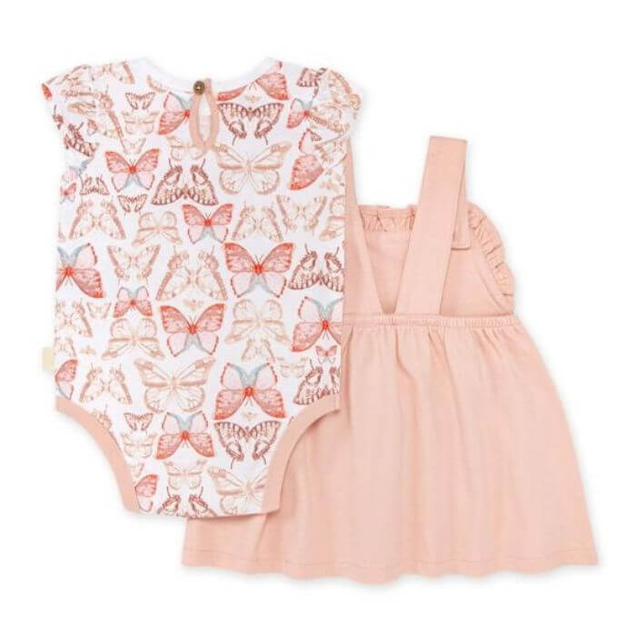 Organic Baby Dress & Butterfly Bodysuit Set - Pink