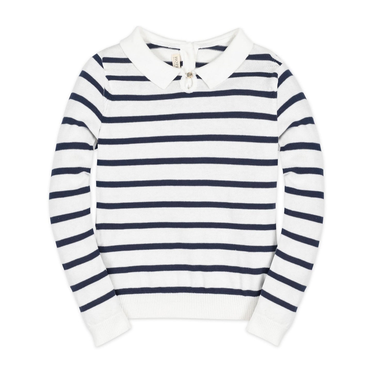 Baby Girl Organic French Collared Keyhole Sweater