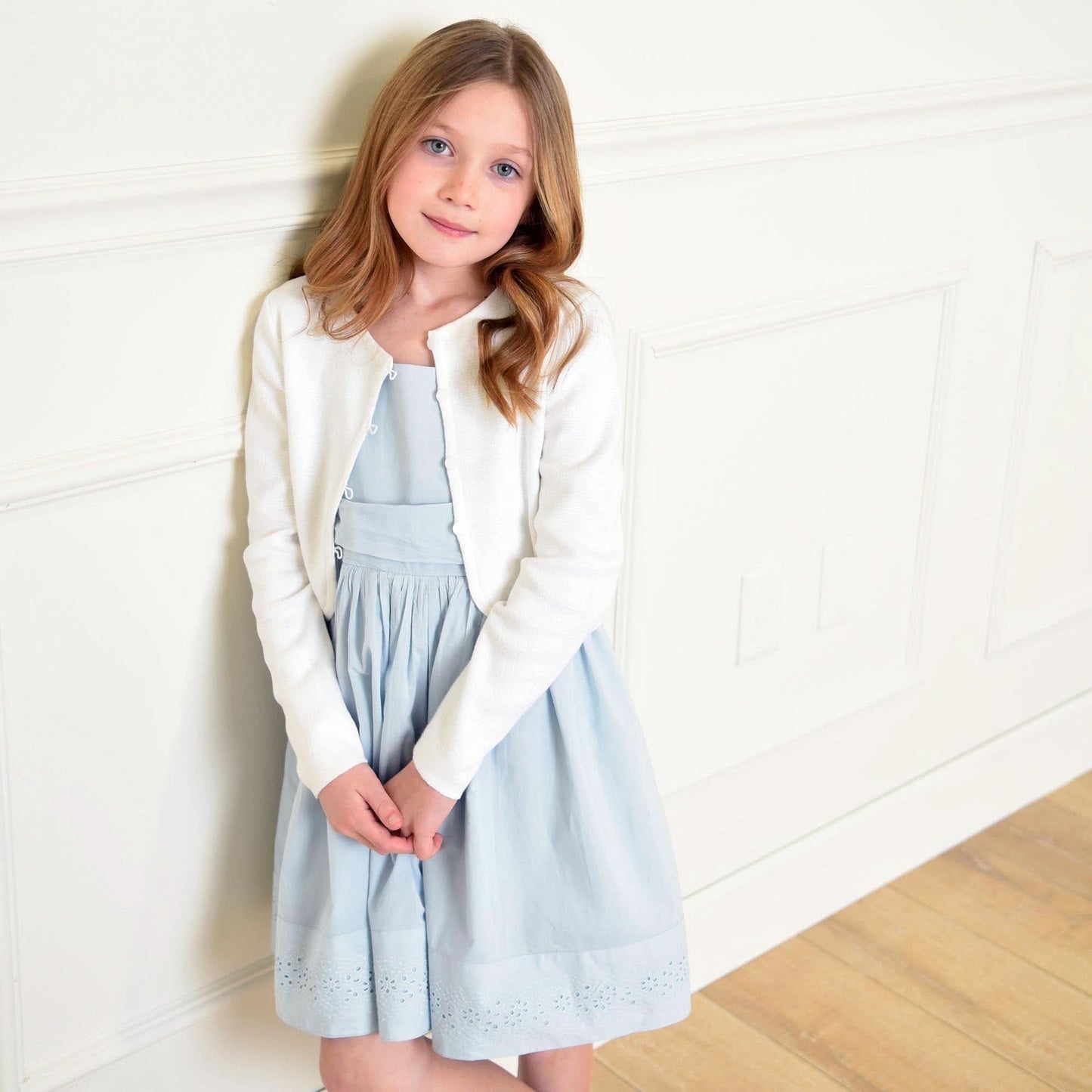 Organic Baby Girl Cropped Curved Hem Cardigan - White
