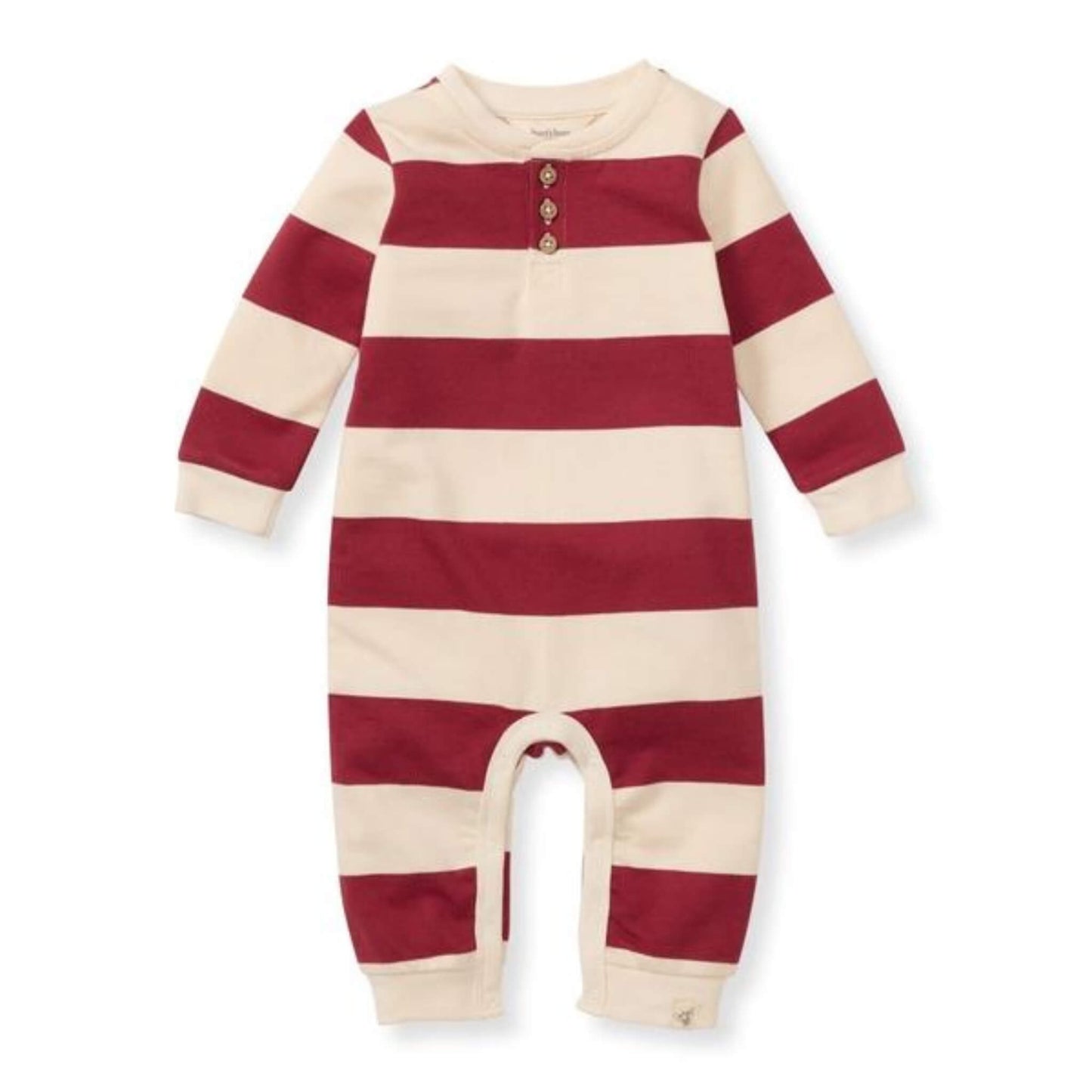 Holiday Striped Organic Henley Baby Romper