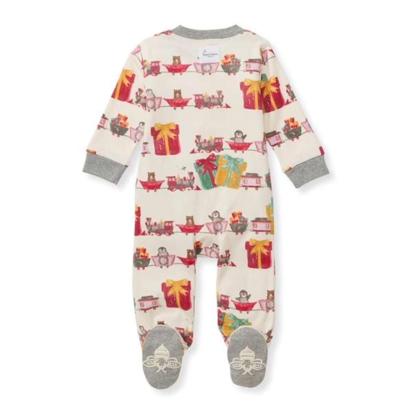 Holiday Toy Train Organic Baby Footed Zip Sleeper