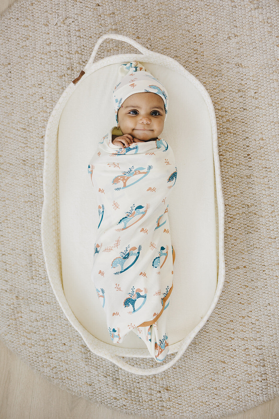 GOTS Certified Organic Cotton Baby Blanket - Rocking Horse