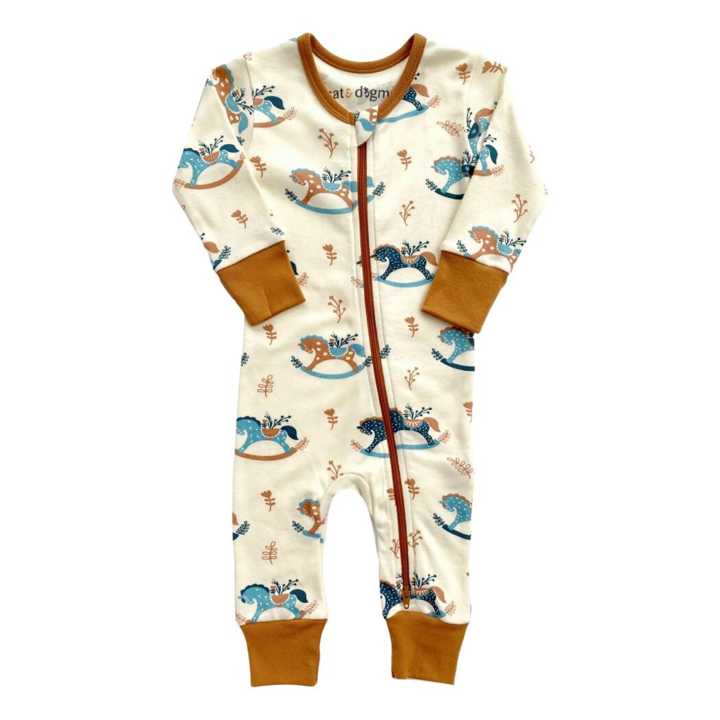 Organic Baby Romper - Rocking Horse