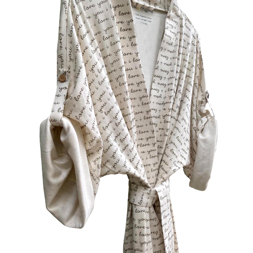 GOTS Certified Organic Cotton Robe - I Love You