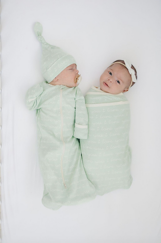 Organic Baby Sleepsack - I Love You (Desert Green)