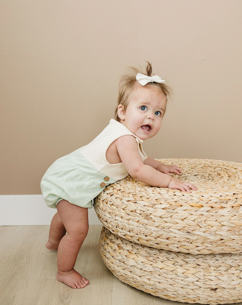 Organic Baby Bubble Romper - I Love You (Desert Green)