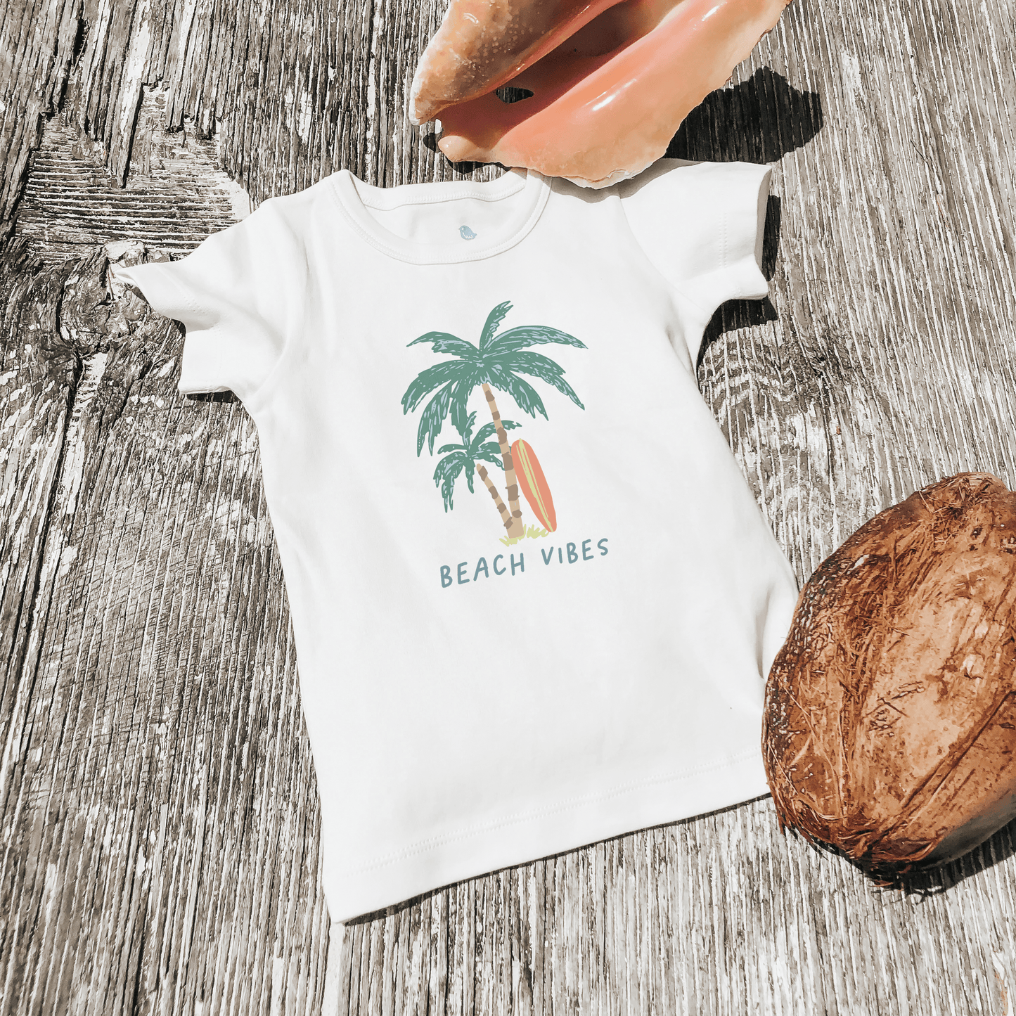Organic Toddler Graphic Tee - Beach Vibes Palms