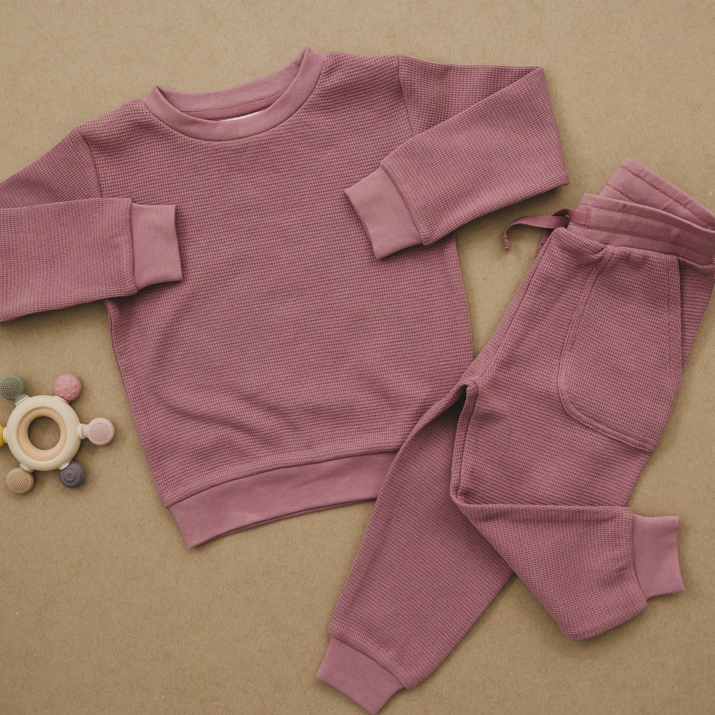 Organic Waffle Knit Baby & Toddler Top - Mauve