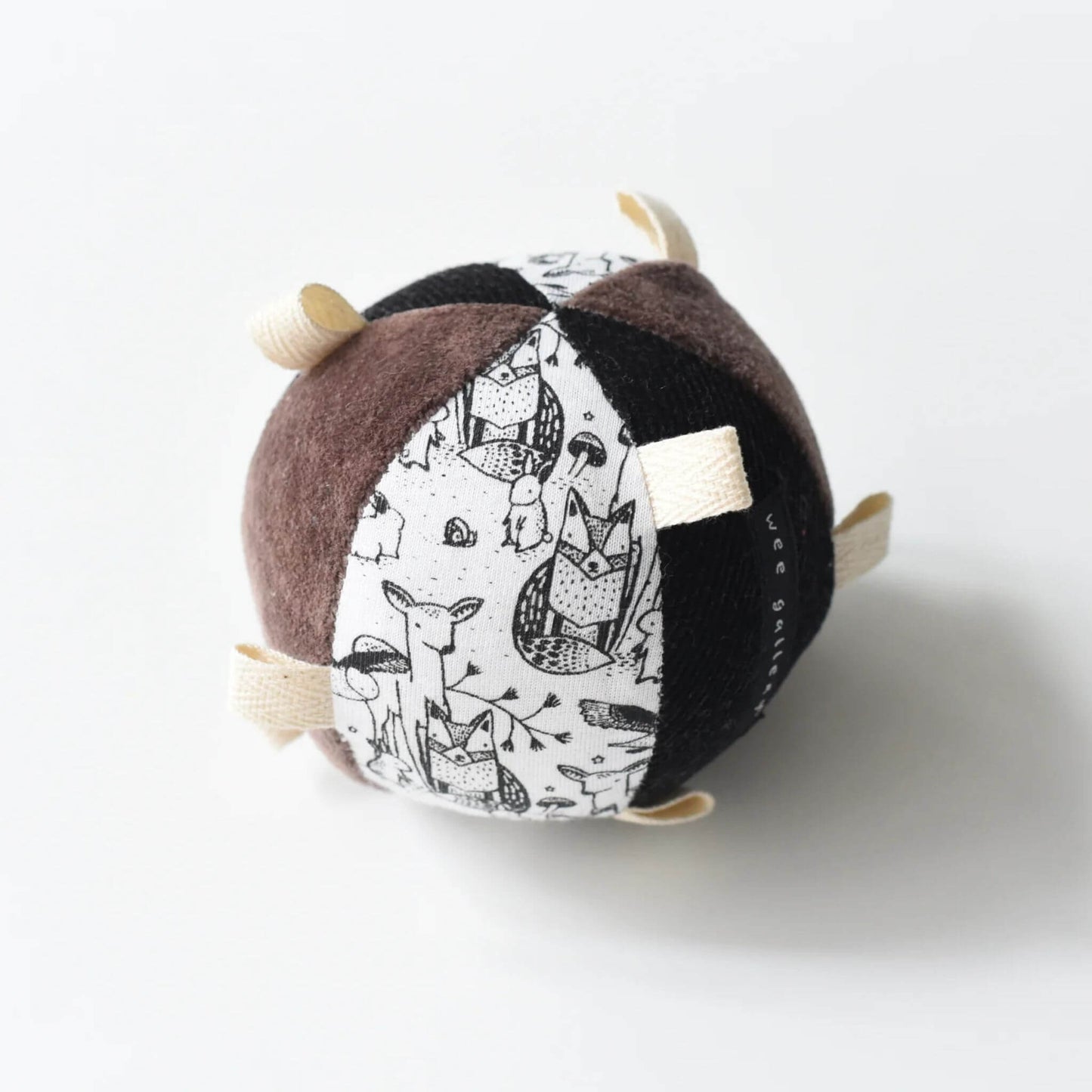 Organic Montessori Taggy Ball with Rattle - Woodland