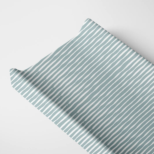 Organic Changing Pad Cover - Green Stripes