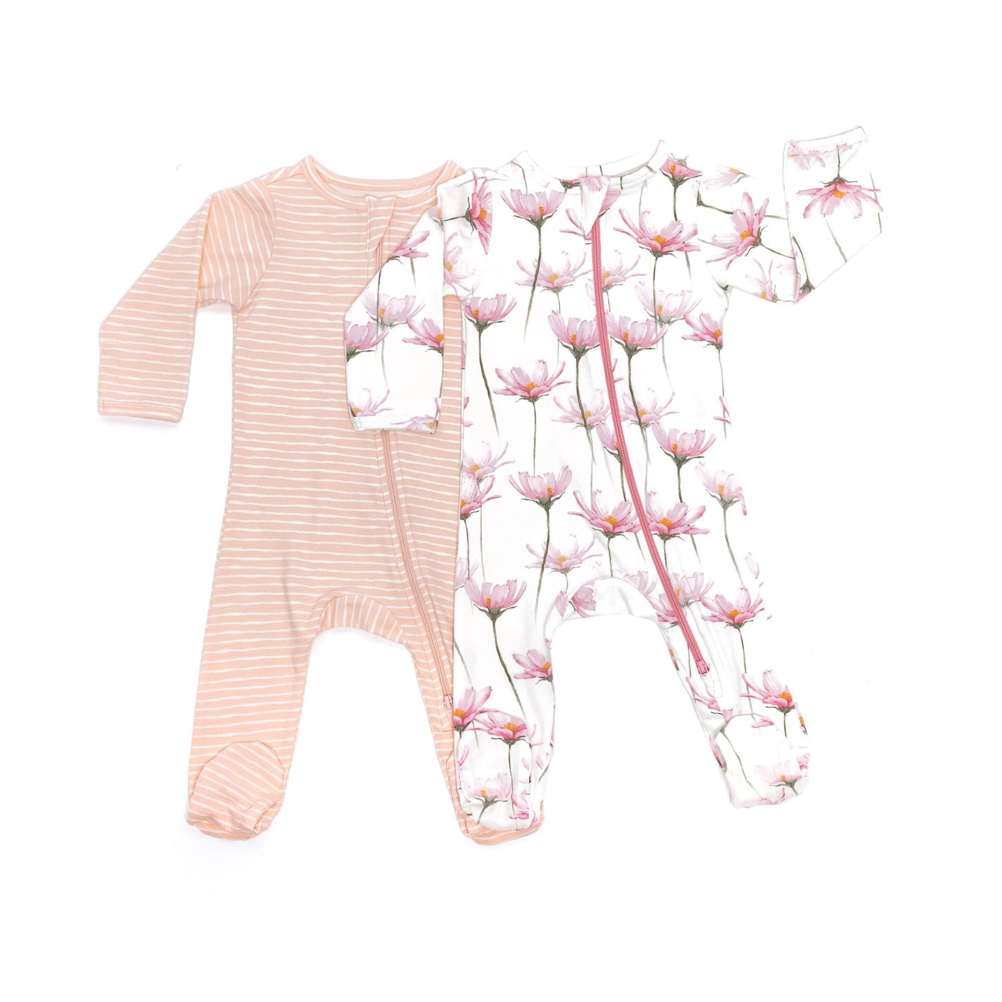 Organic Footed Baby Sleeper - Pink Stripes