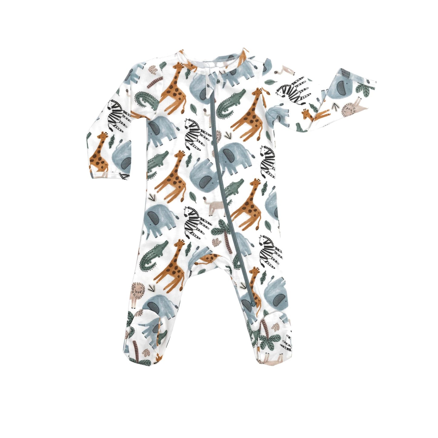 Organic Footed Baby Sleeper - Safari Animals