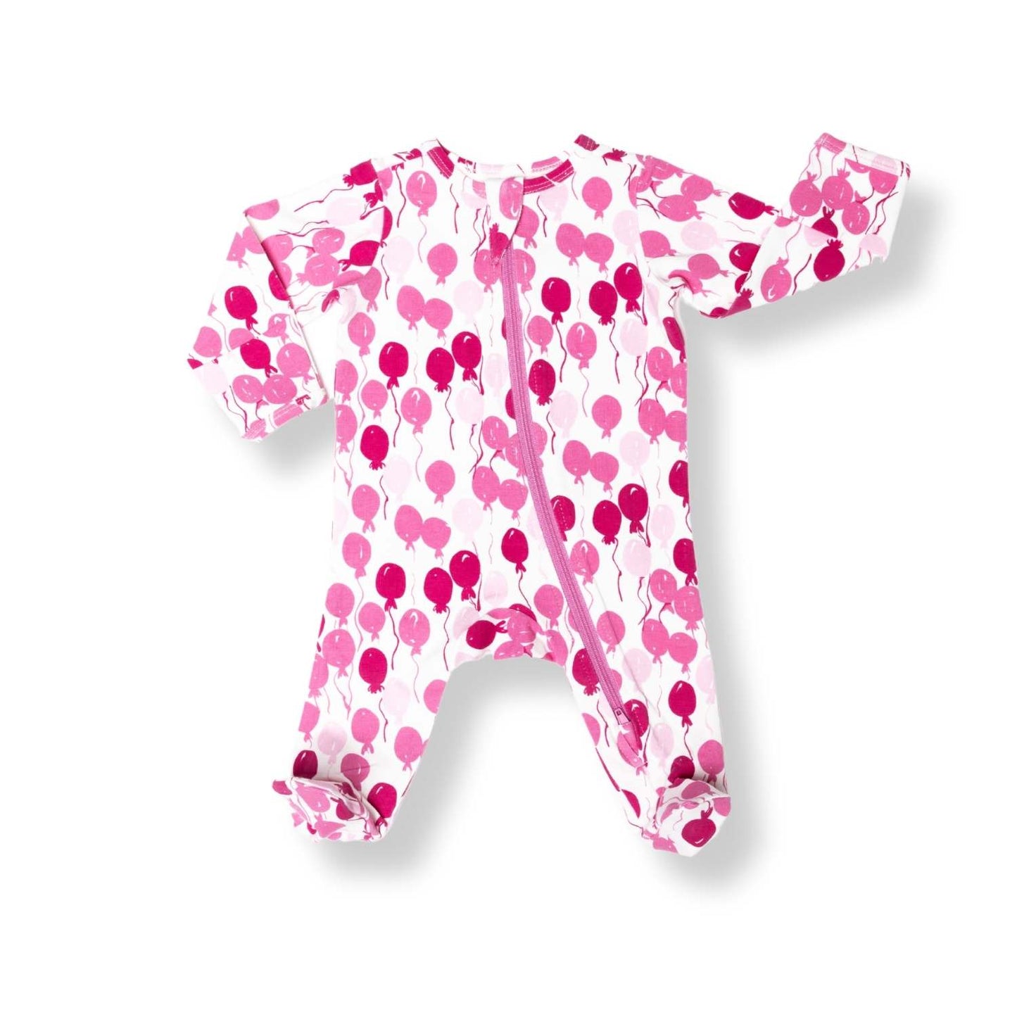 Organic Footed Baby Sleeper - Pink Balloons