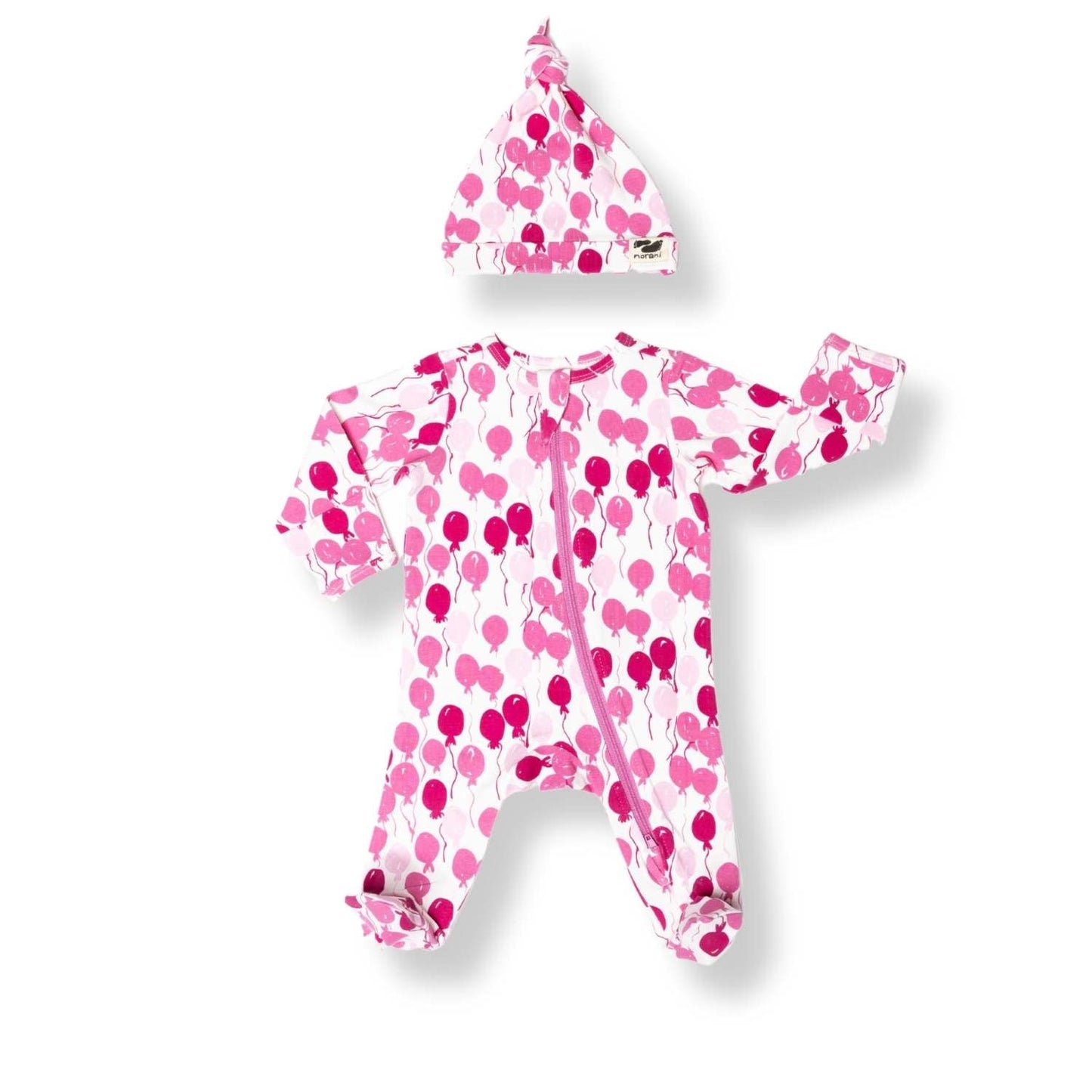 Organic Footed Baby Sleeper - Pink Balloons