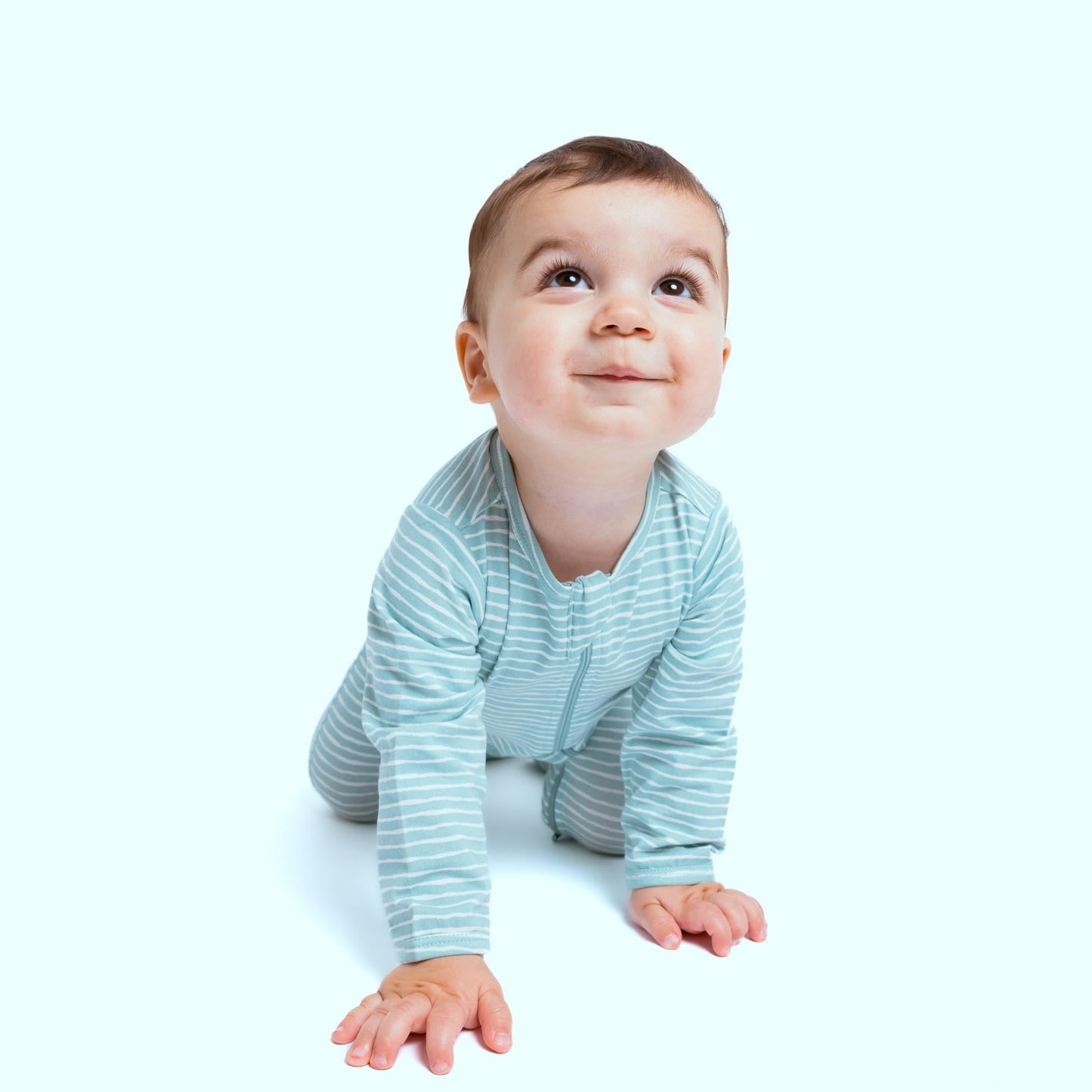 Organic Footed Baby Sleeper - Green Stripes