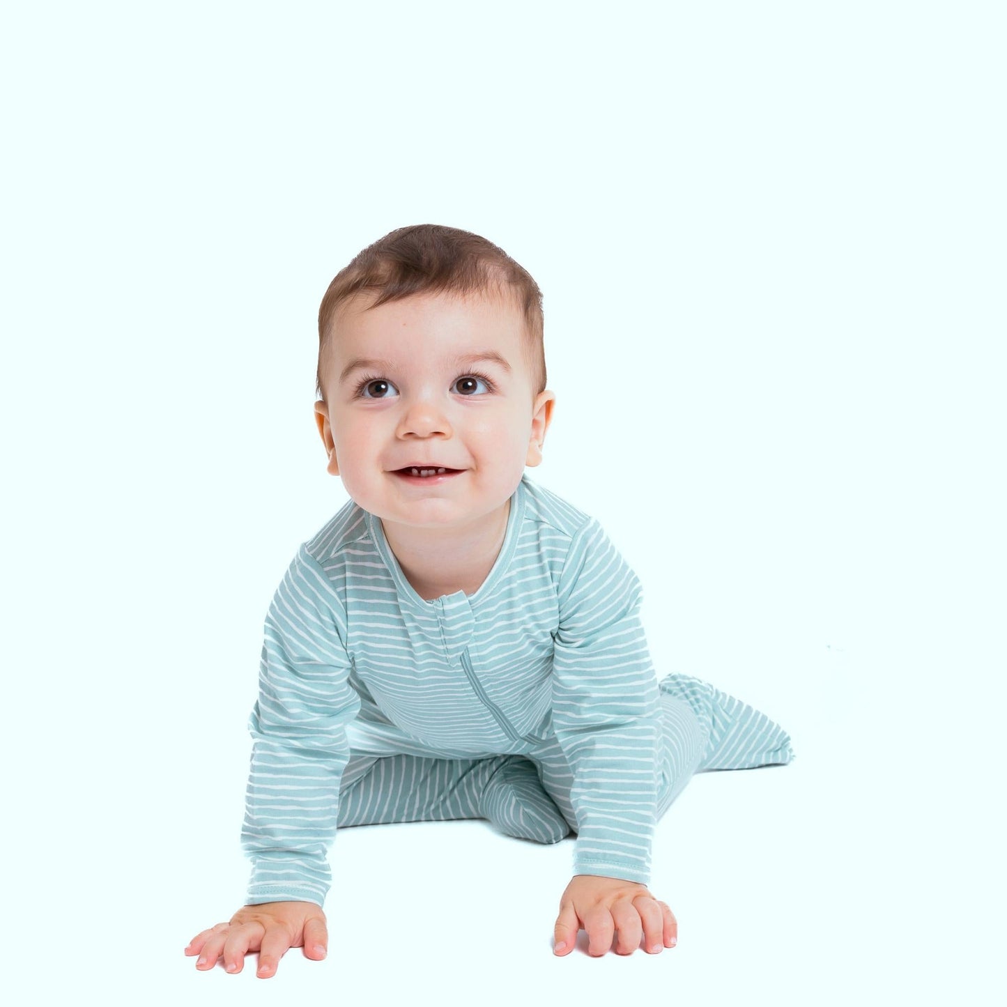 Organic Footed Baby Sleeper - Green Stripes