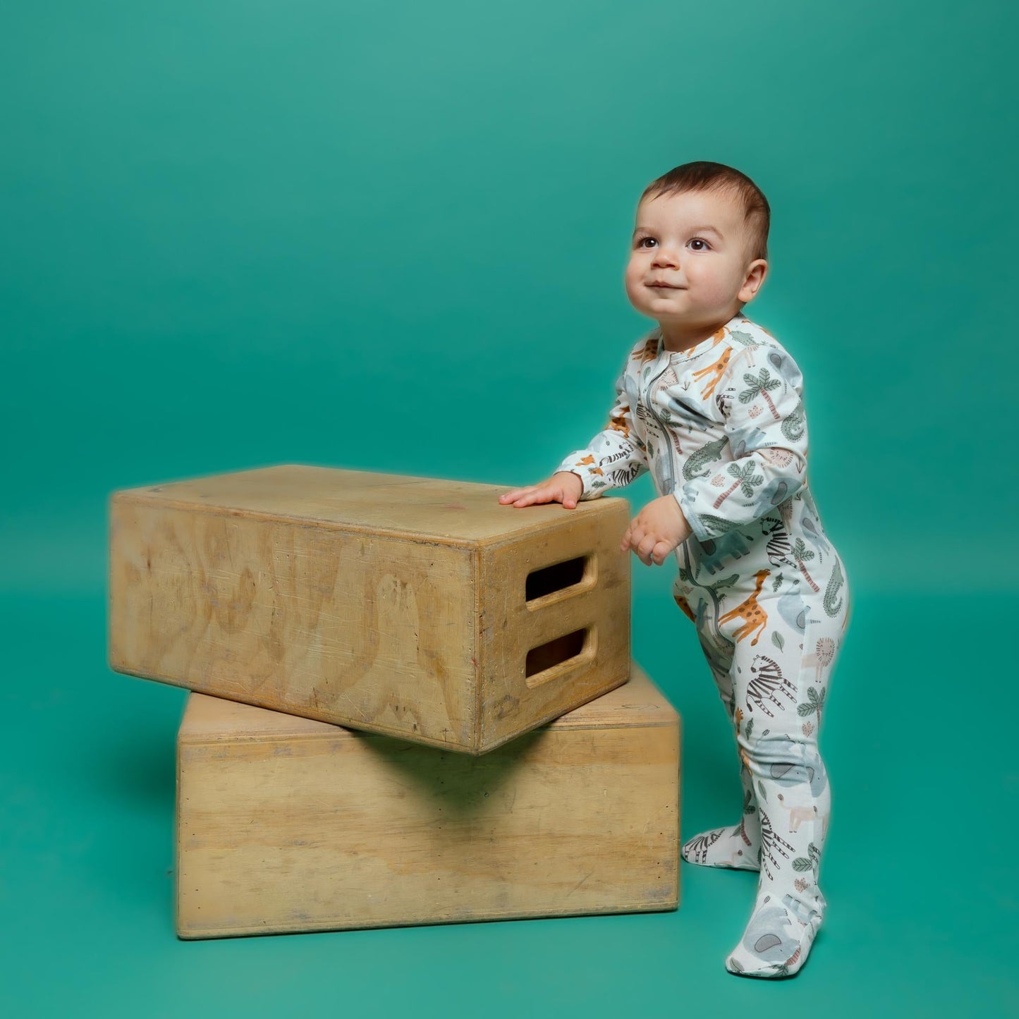 Organic Footed Baby Sleeper - Safari Animals