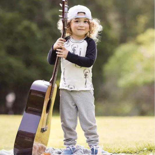 Organic Baby Boy Raglan Top & Sweatpant Set - Acoustic Guitar