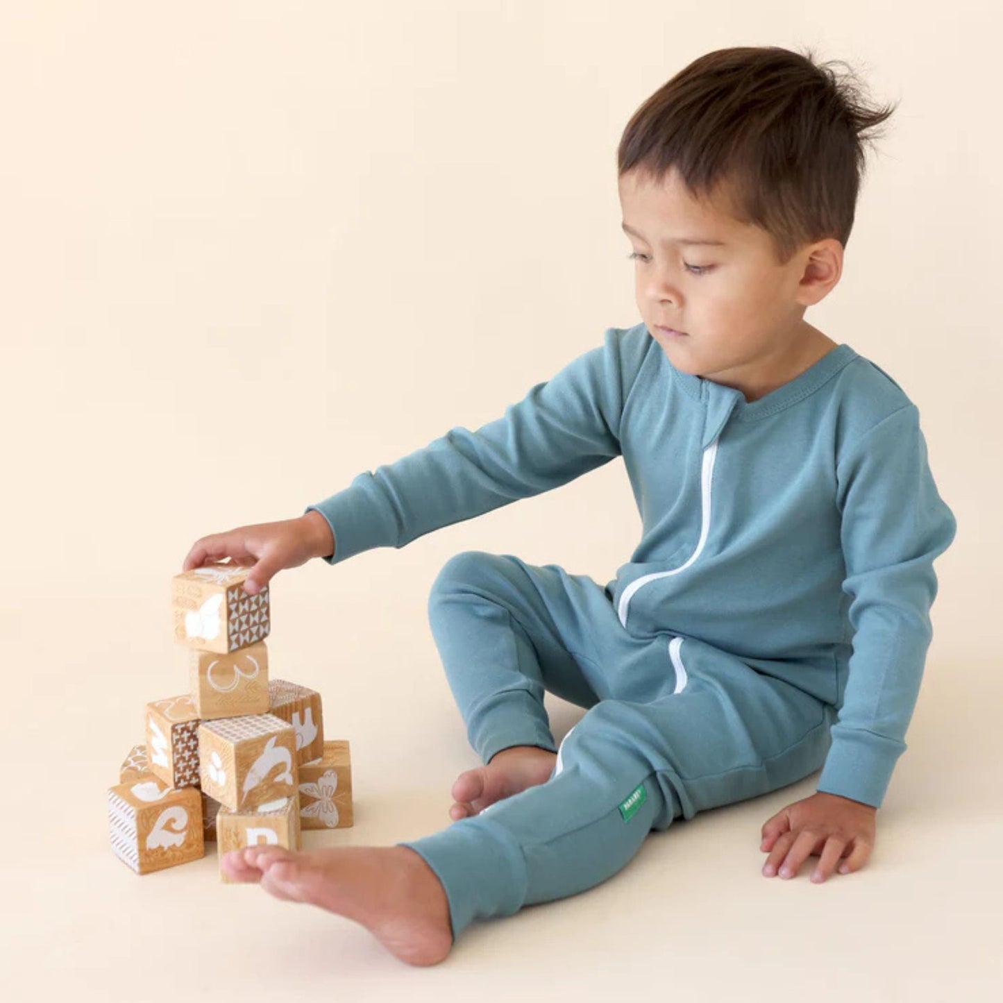 Organic Baby Essential Basic '2-Way' Zip Romper - Ocean