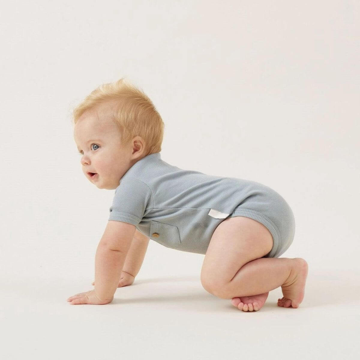 Organic Baby Henley Bodysuit - Blue