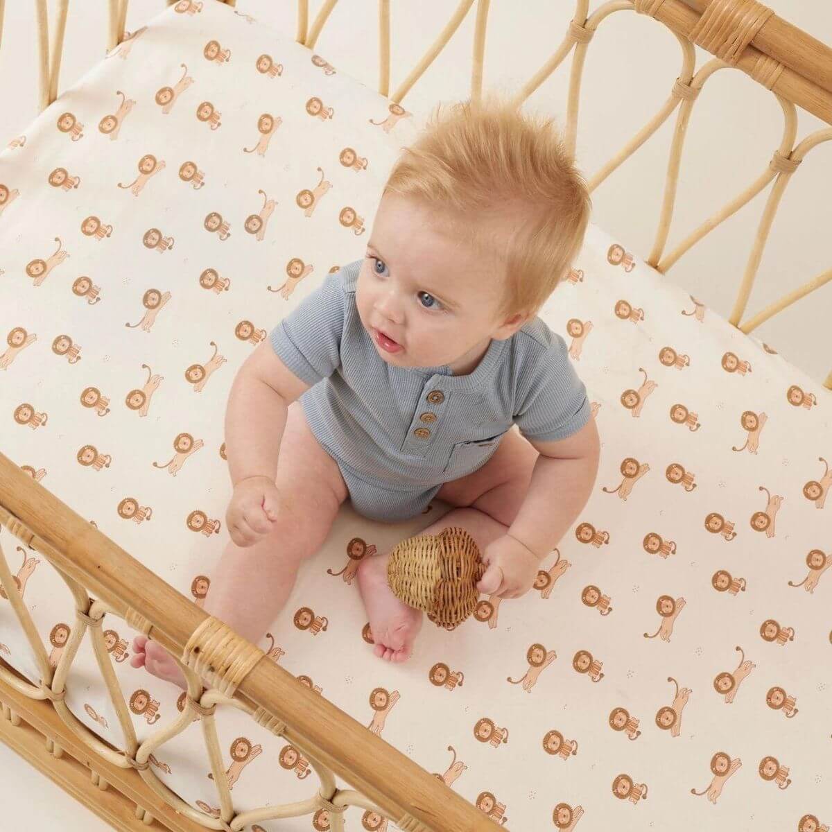 Organic Baby Henley Bodysuit - Blue