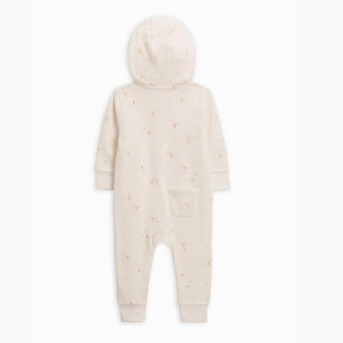 Organic Baby Hooded Zipper Romper - Crescent Moon