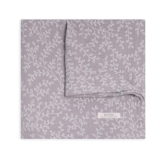 Organic Baby Muslin Swaddle Blanket - Lucia Floral / Lilla