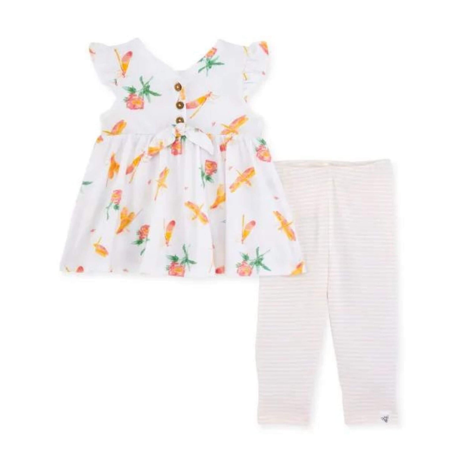 Organic Baby Girl Tunic & Stripe Legging Set - Dragonfly
