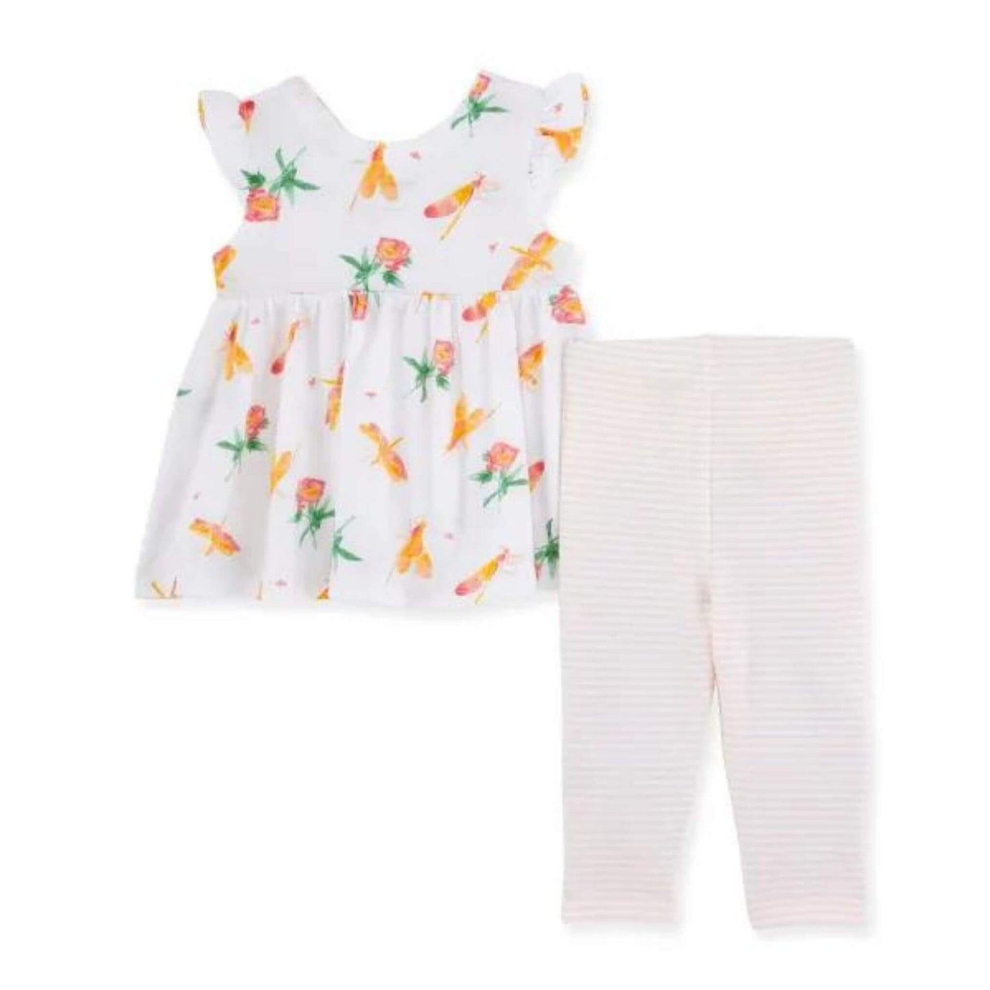 Organic Baby Girl Tunic & Stripe Legging Set - Dragonfly