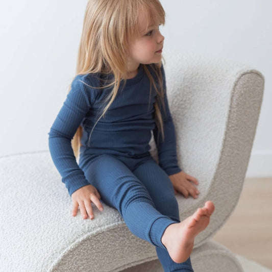 Organic Baby & Toddler Ribbed Lounge Set - Navy