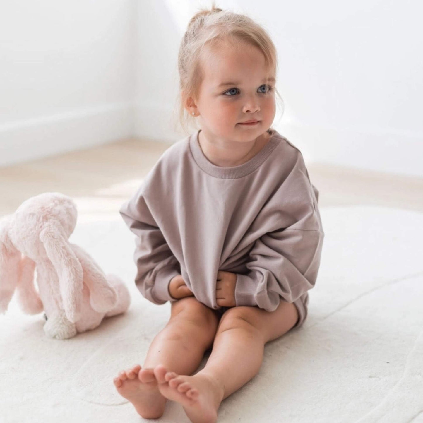 Organic Baby & Toddler Sweatshirt Bubble Romper - Pale Mulberry