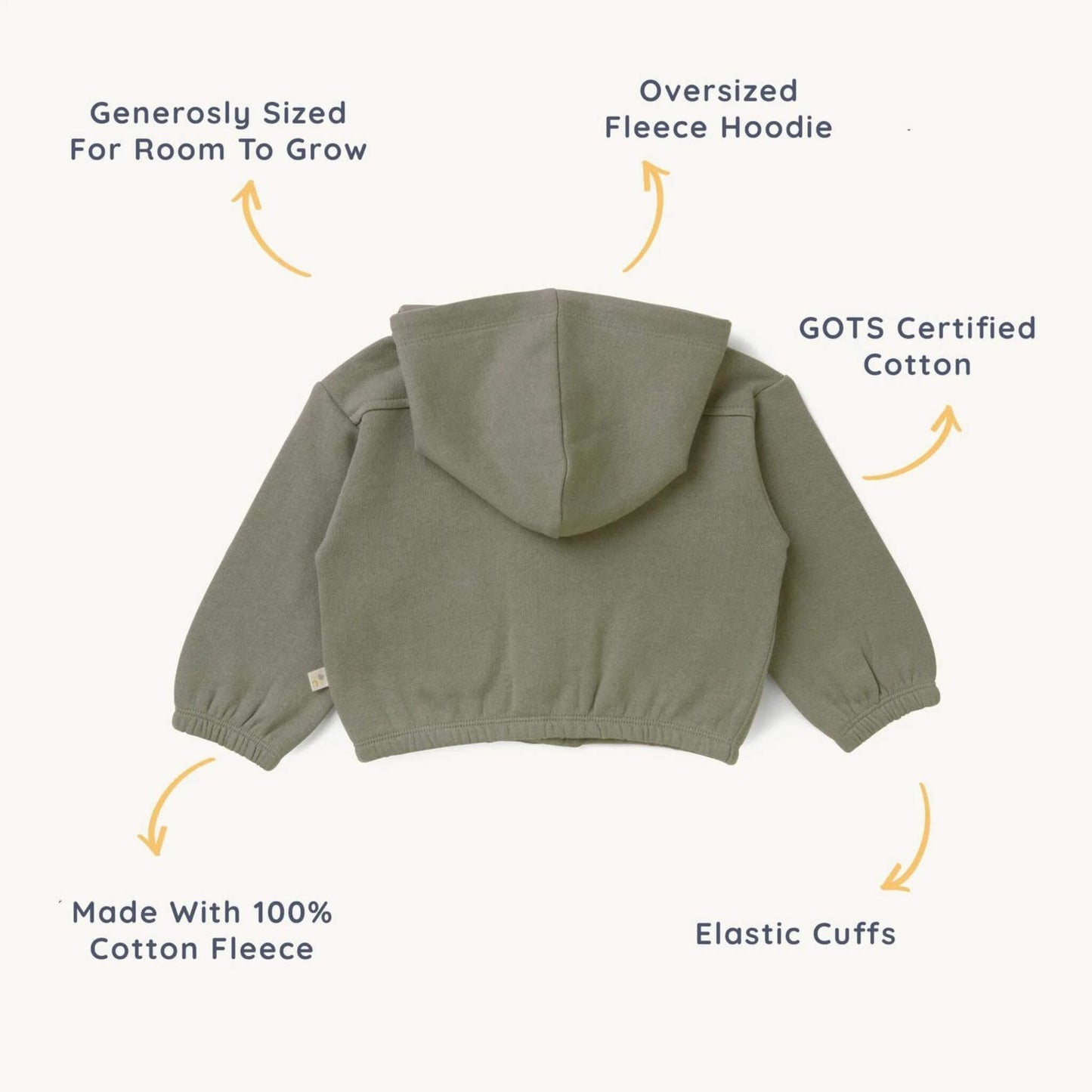 Organic Cotton Baby & Toddler Hooded Jacket - Olive