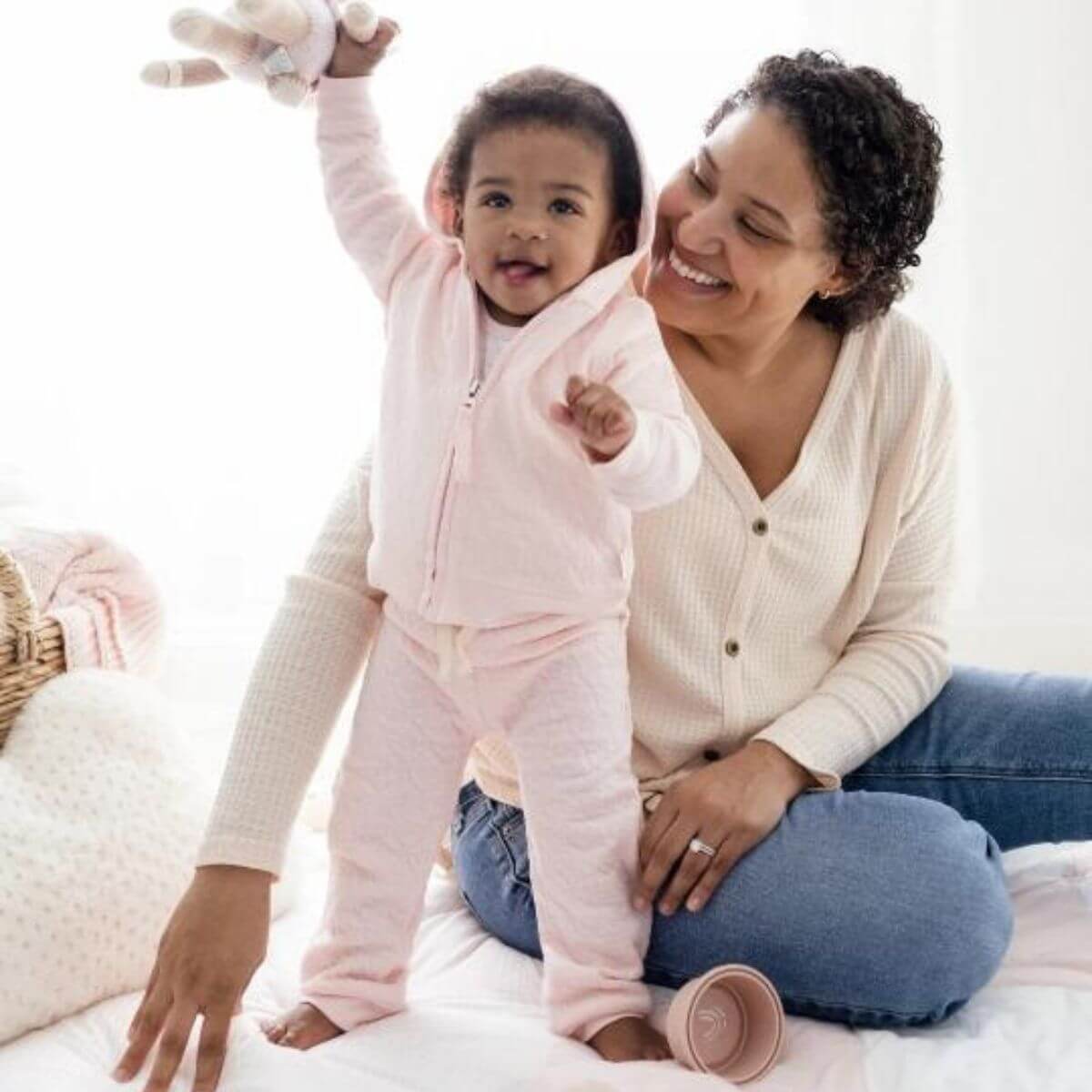 Organic Cotton Quilted Baby Pants - Pink