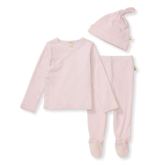 Organic Cotton Ribbed Take Me Home 3 Piece Set - Pink