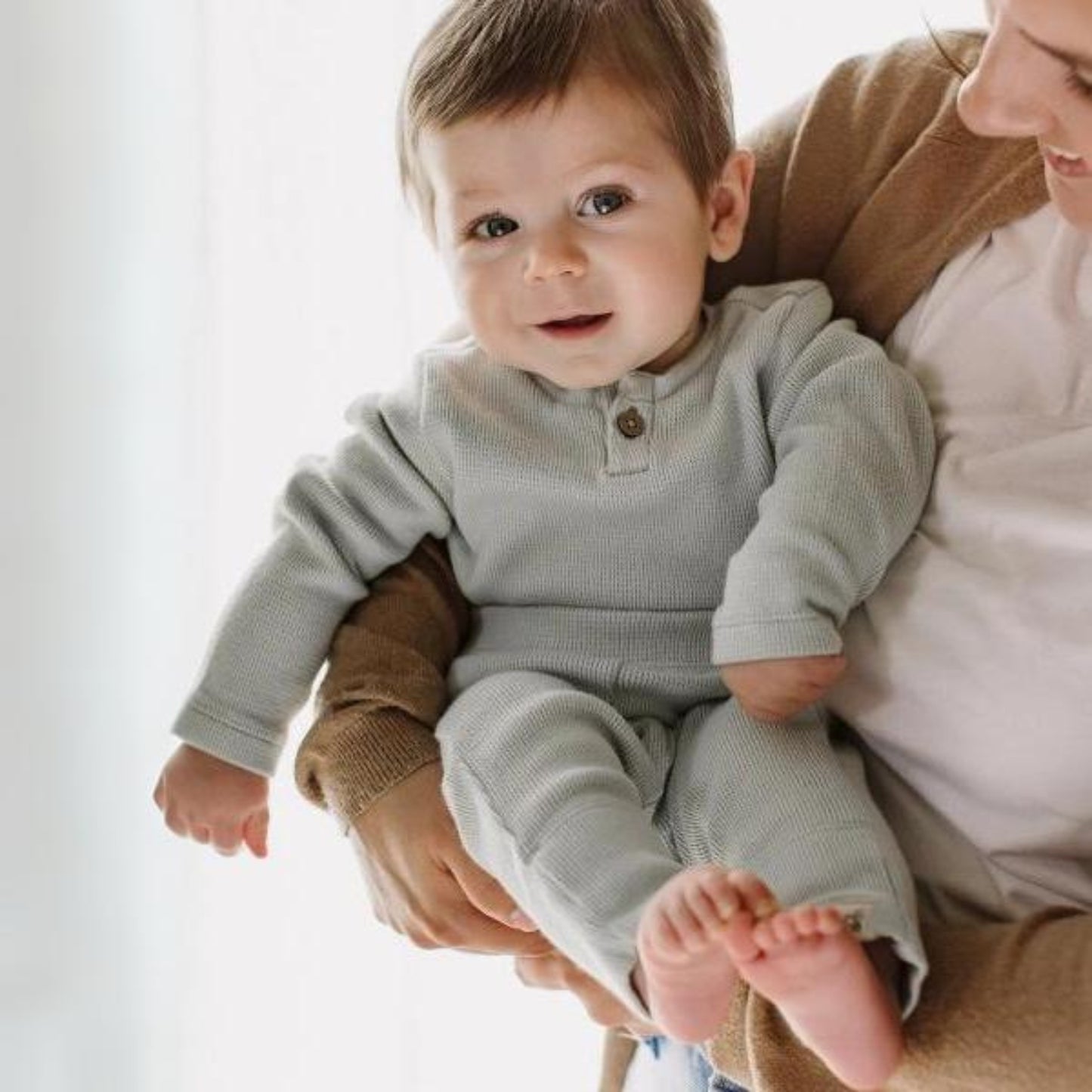Organic Cotton Thermal Baby Bodysuit & Pant Set