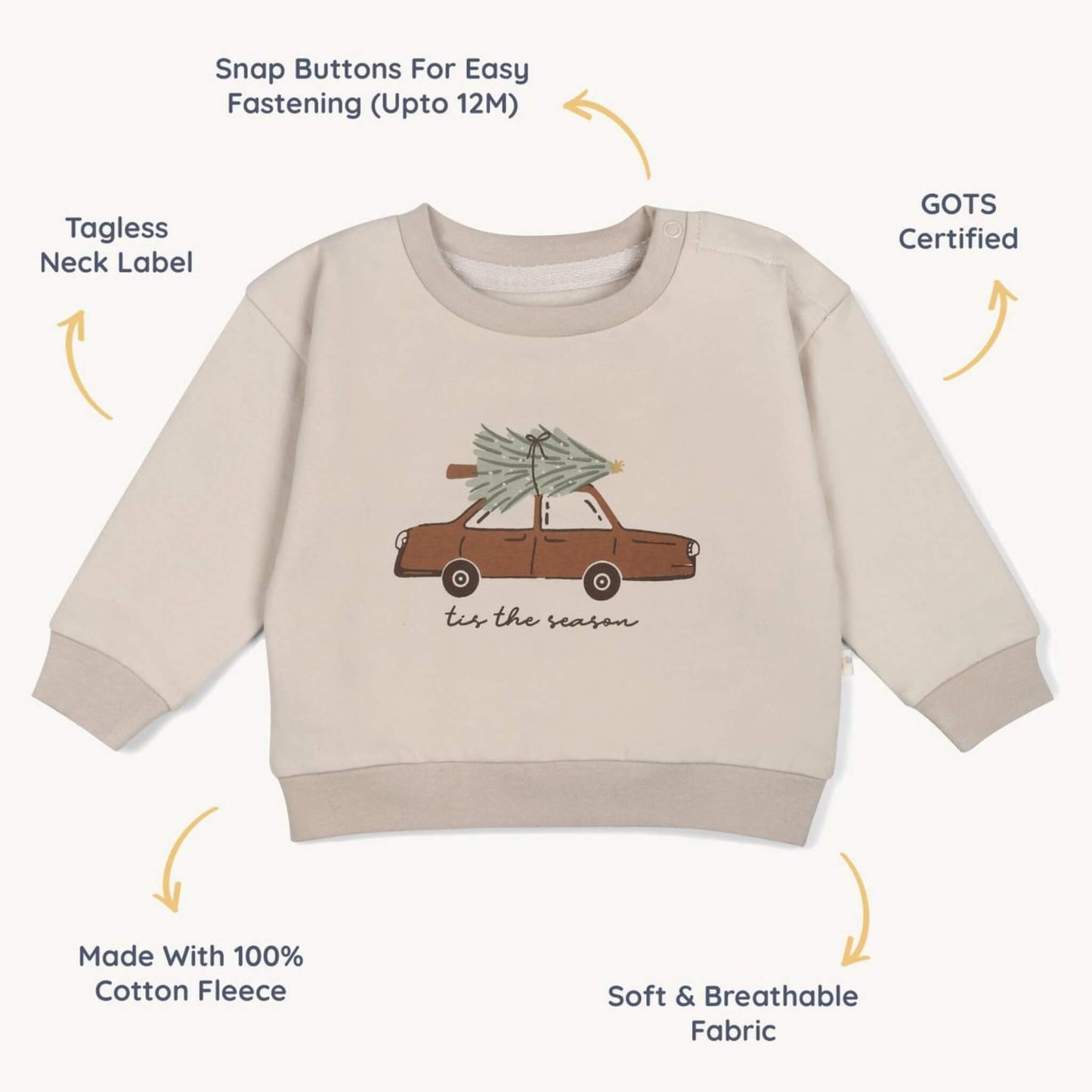 Organic Fleece Baby Sweatshirt - Tis The Season